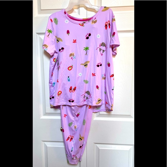 Pajamas summer purple 2 pc set pants & top - Picture 1 of 9